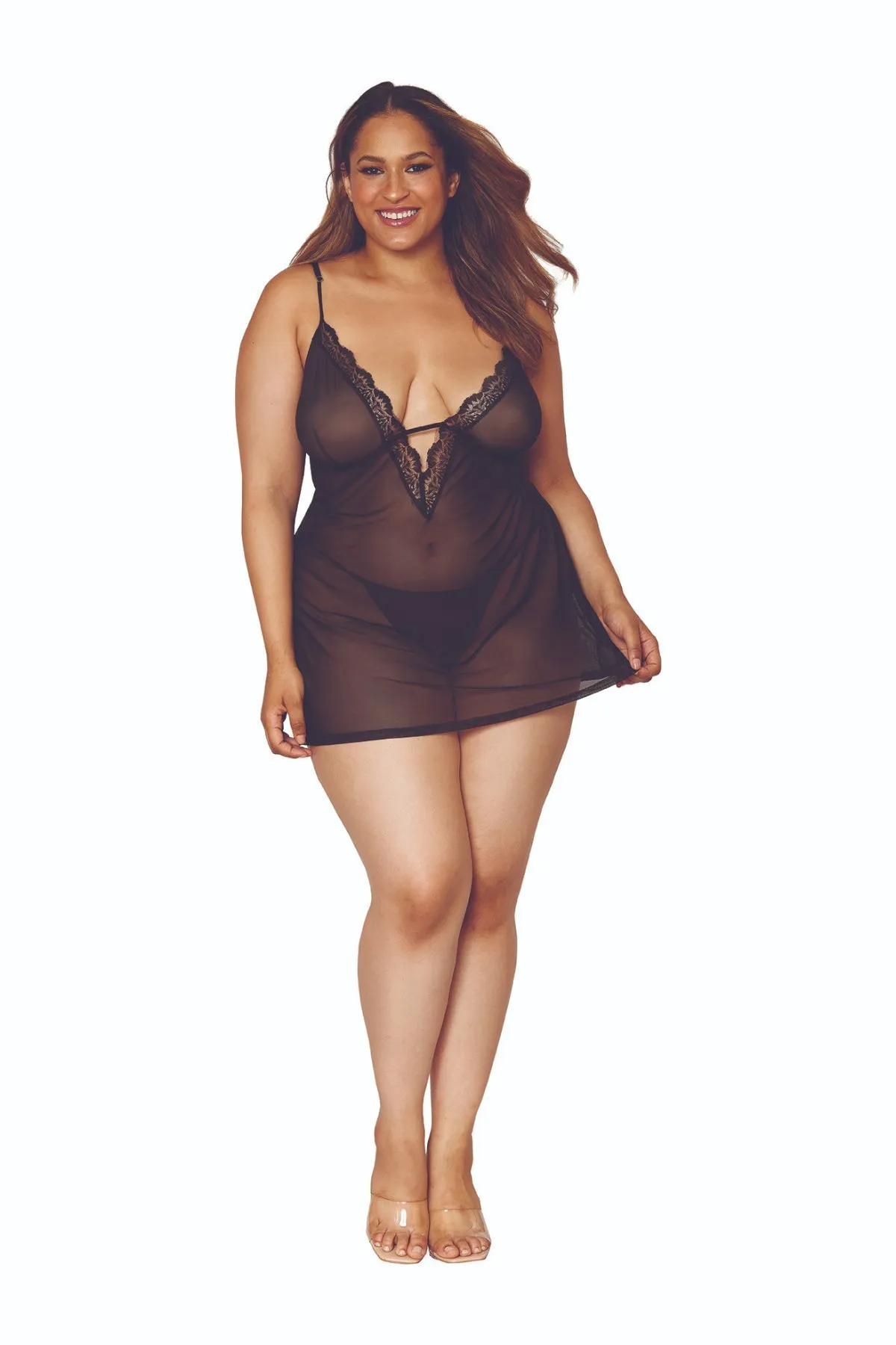 Plus Size Sheer Chemise and Robe Collection