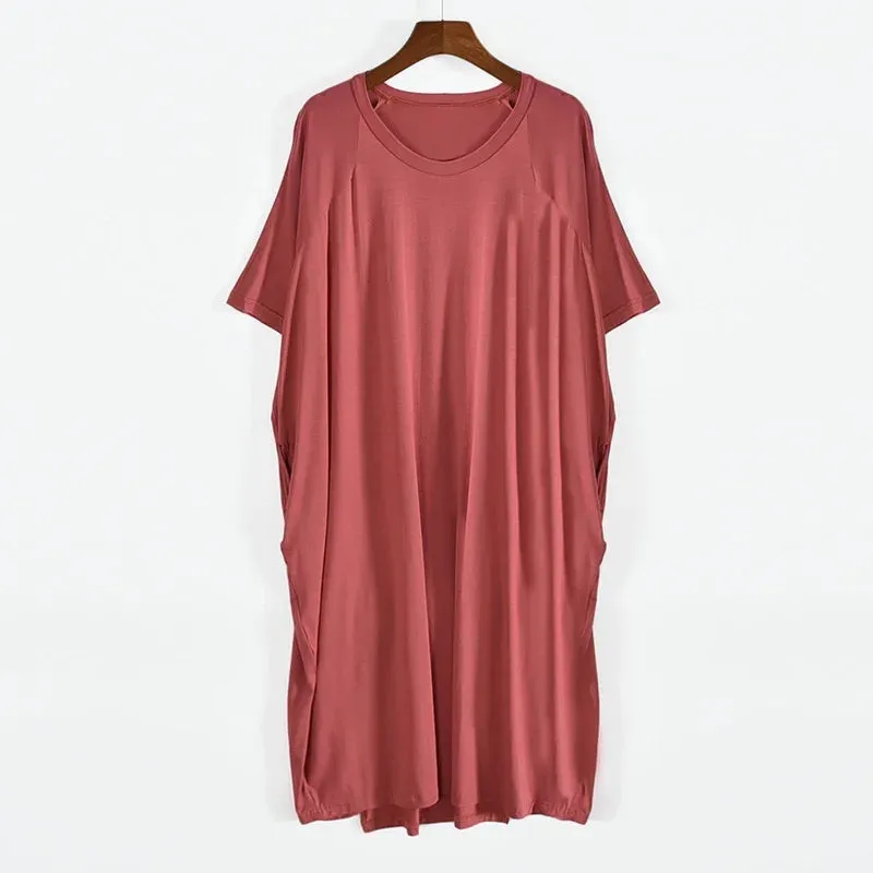 Plus Size Short Sleeve Long Dress Soft & Comfortable Casual Large Dress