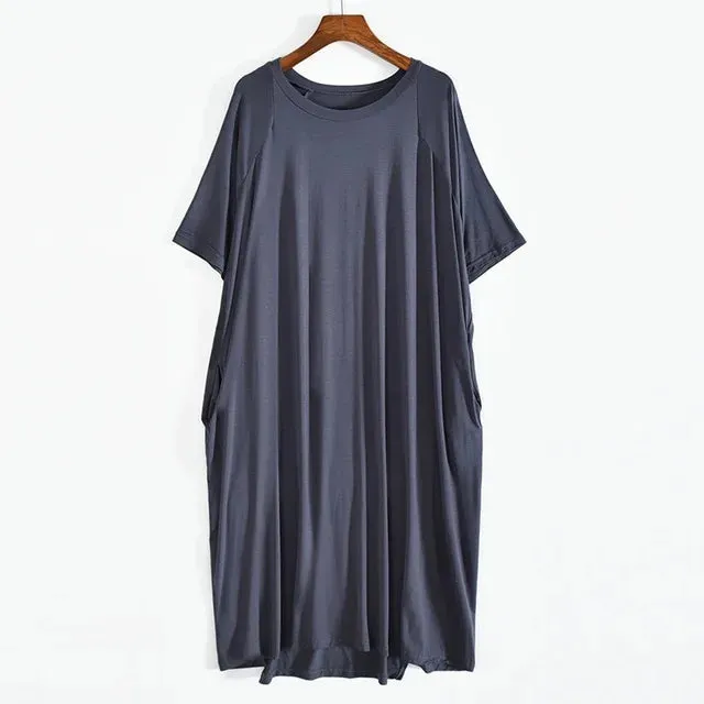 Plus Size Short Sleeve Long Dress Soft & Comfortable Casual Large Dress