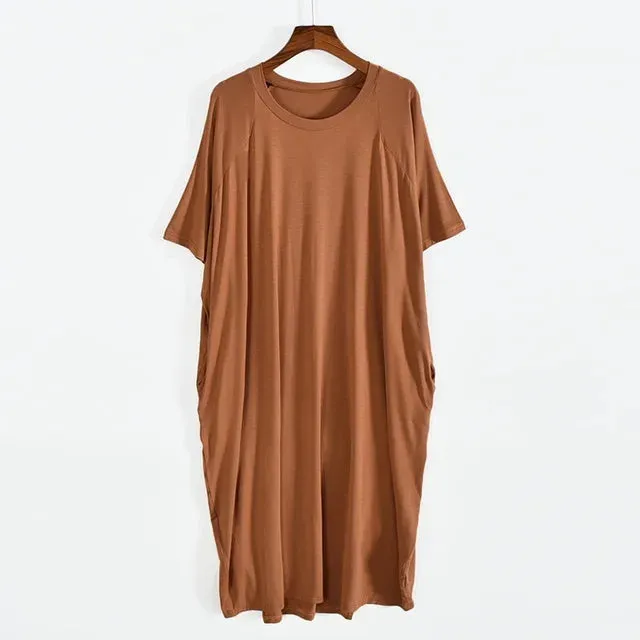 Plus Size Short Sleeve Long Dress Soft & Comfortable Casual Large Dress