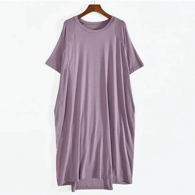 Plus Size Short Sleeve Long Dress Soft & Comfortable Casual Large Dress