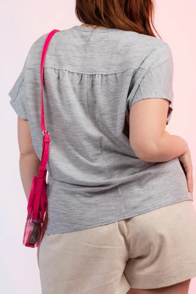 Plus Size Short Sleeve Open Seam Top