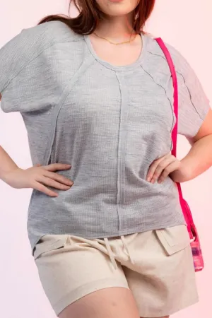 Plus Size Short Sleeve Open Seam Top