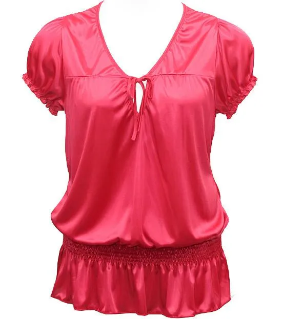 Plus Size Silky Sexy Bubble Loose Pink Top