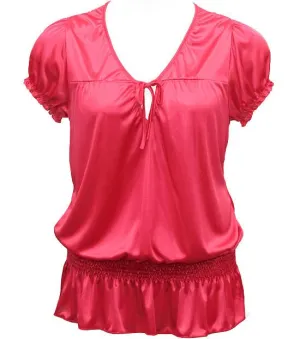 Plus Size Silky Sexy Bubble Loose Pink Top