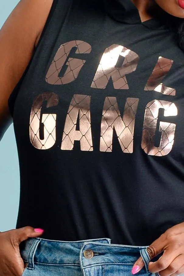 Plus Size Street Stylish Gang Hooded Bodysuit