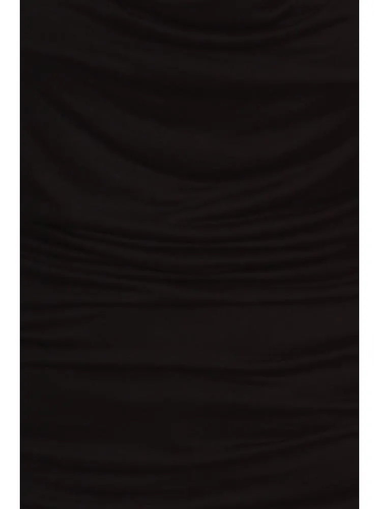 Plus Size Stylish Draped Black Top