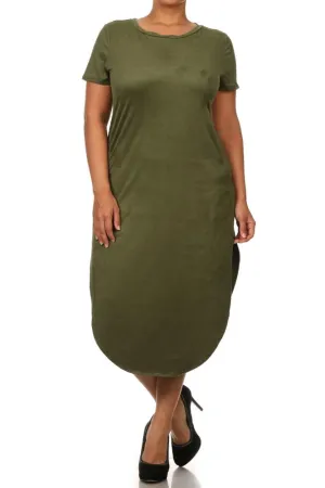 Plus Size Stylish Suede Olive Maxi Tee