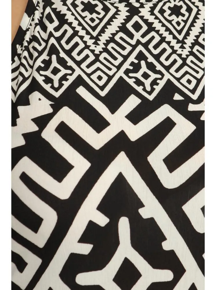 Plus Size Stylish Tribal Print Maxi Dress
