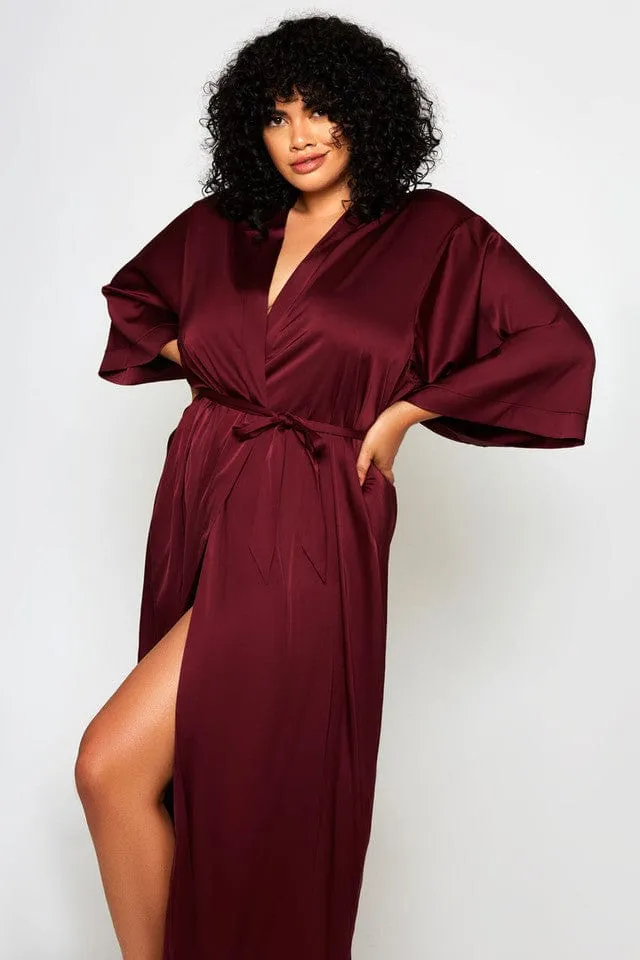Plus Size Tania Robe- Burgundy