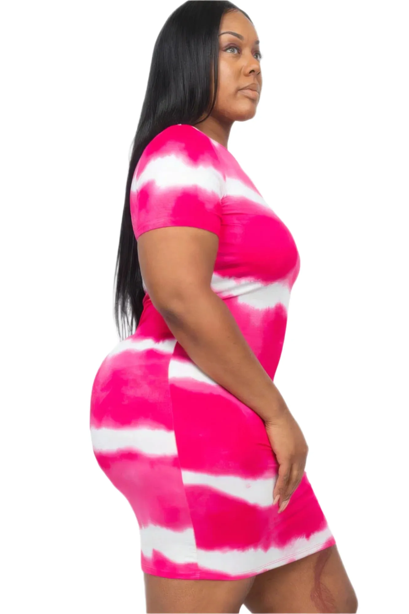 Plus Size Tie-dye Print Bodycon Dress