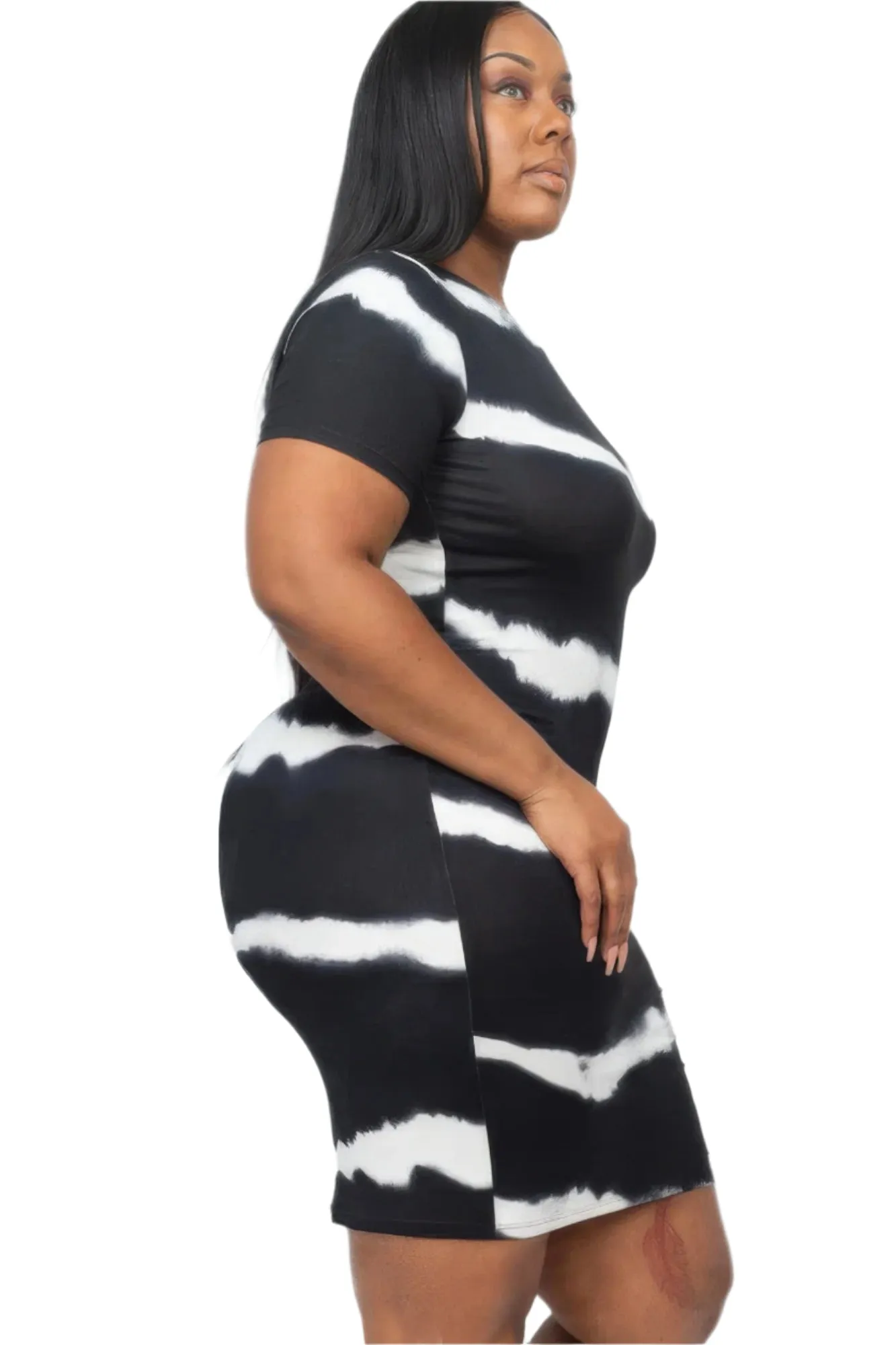 Plus Size Tie-dye Print Bodycon Dress