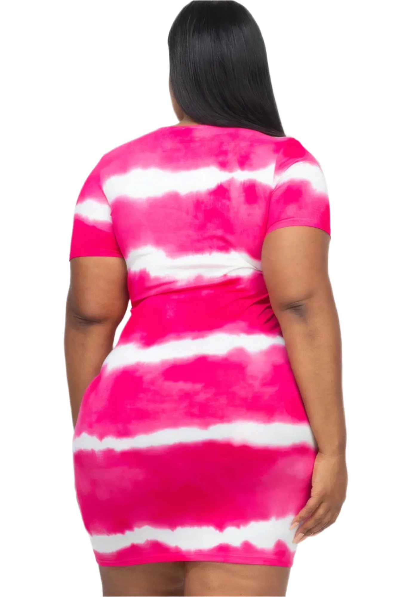 Plus Size Tie-dye Print Bodycon Dress