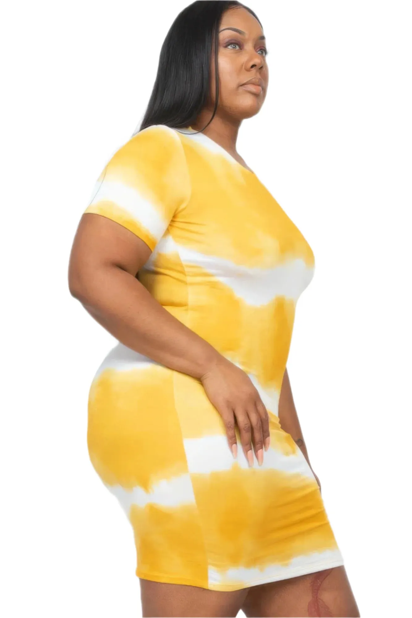 Plus Size Tie-dye Print Bodycon Dress