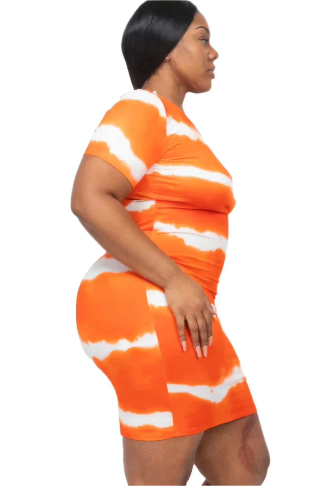 Plus Size Tie-dye Print Bodycon Dress