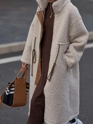 Plus Size Turtleneck Sherpa Coat