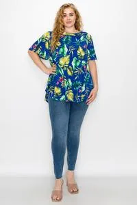 Plus Tropical Print Top
