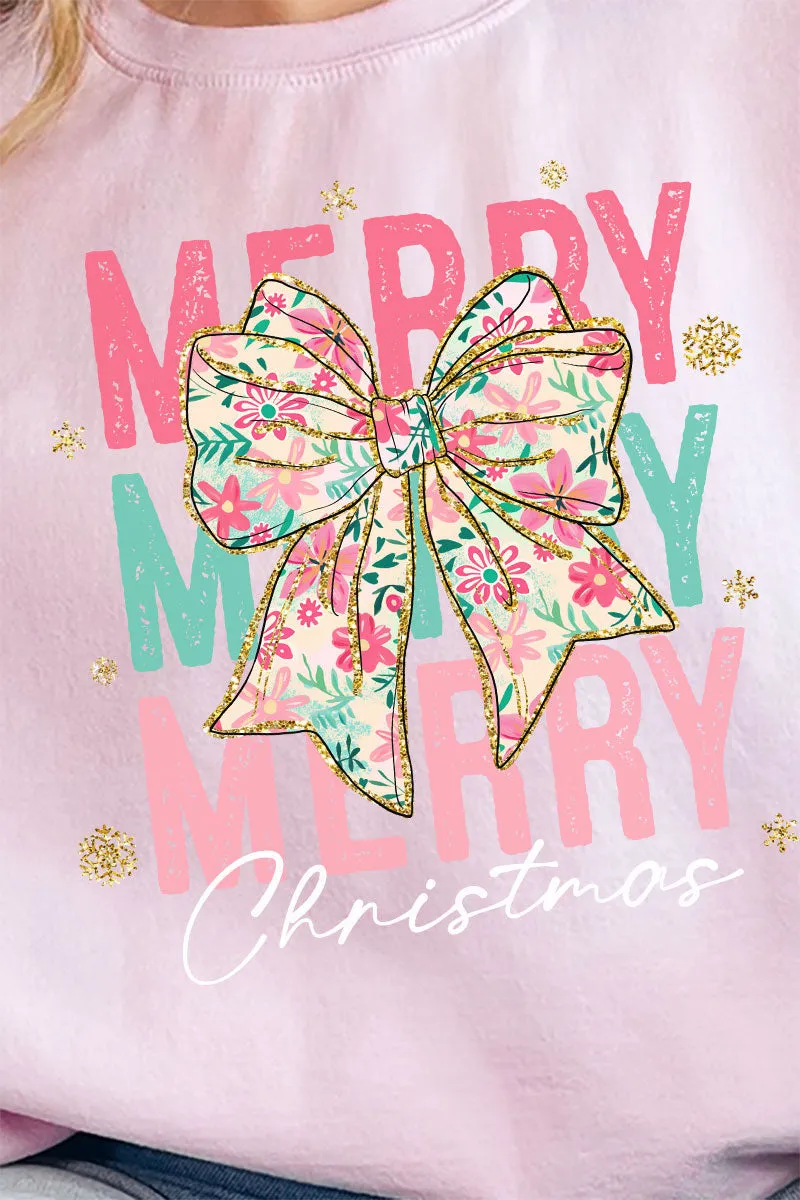 Preppy Blossom Merry Christmas Unisex NuBlend Crew Sweatshirt