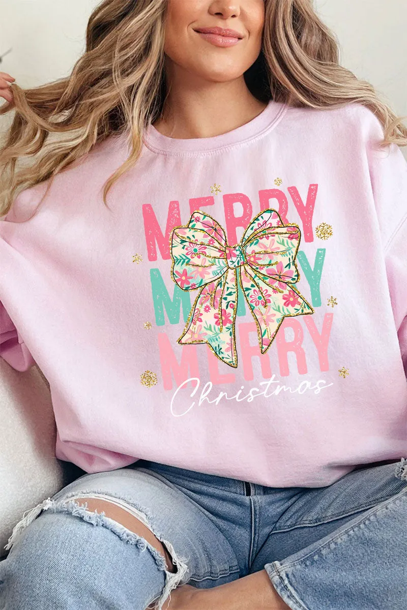 Preppy Blossom Merry Christmas Unisex NuBlend Crew Sweatshirt