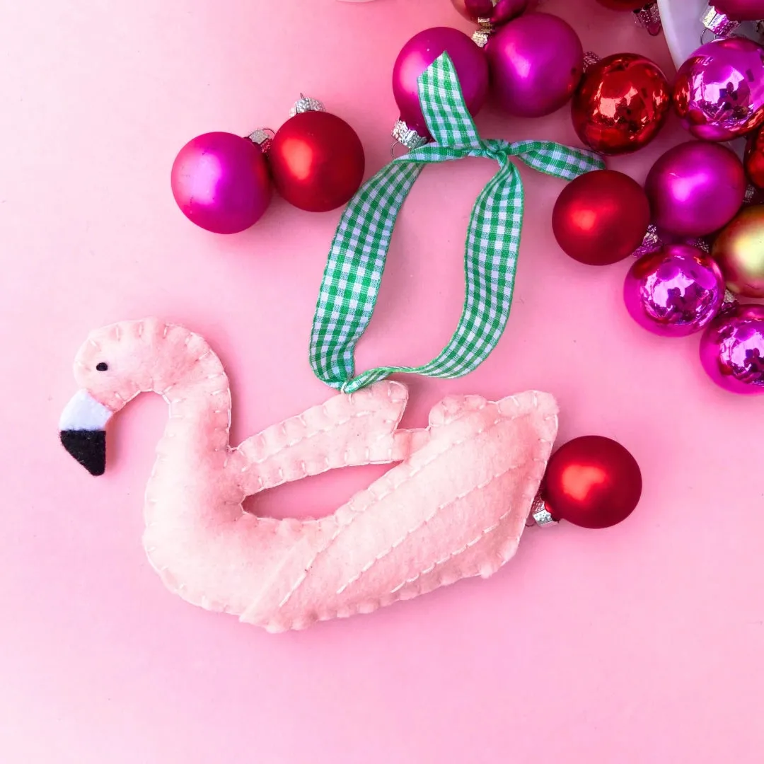 Preppy Flamingo Pool Float Ornament