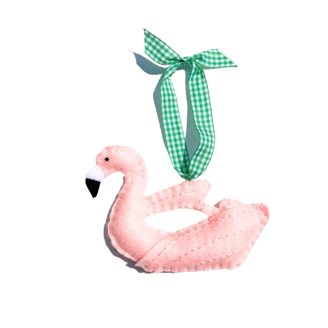 Preppy Flamingo Pool Float Ornament
