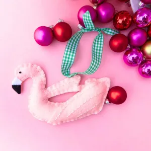 Preppy Flamingo Pool Float Ornament