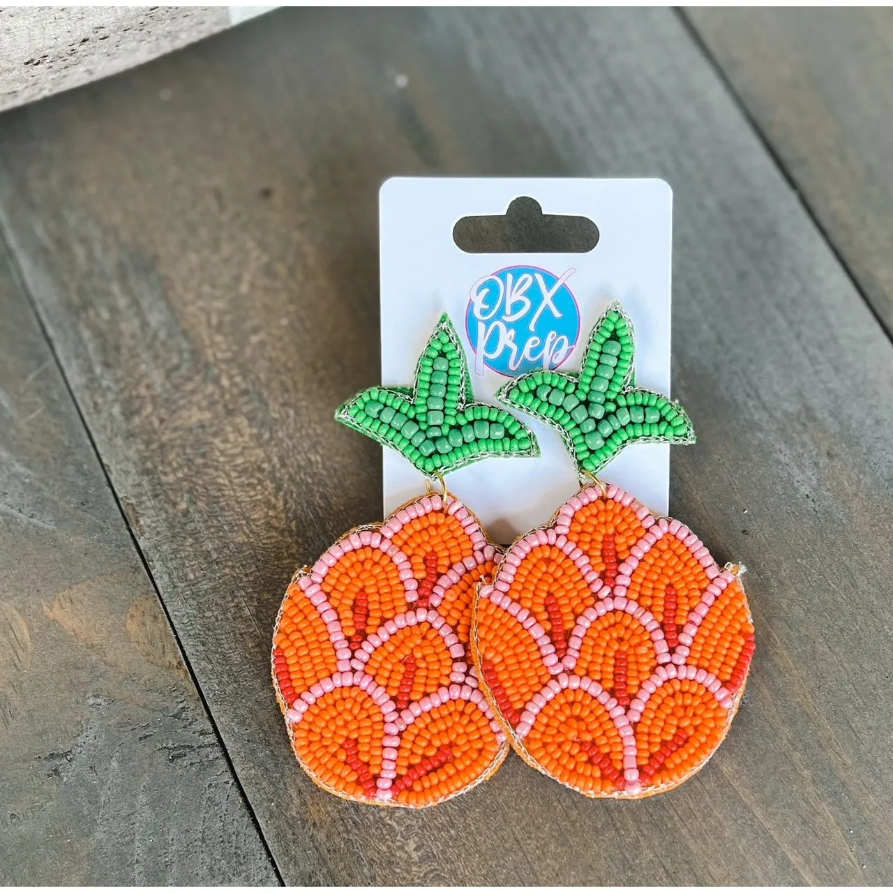 Preppy Pineapple Acorn Dangle Seed Beaded Earrings