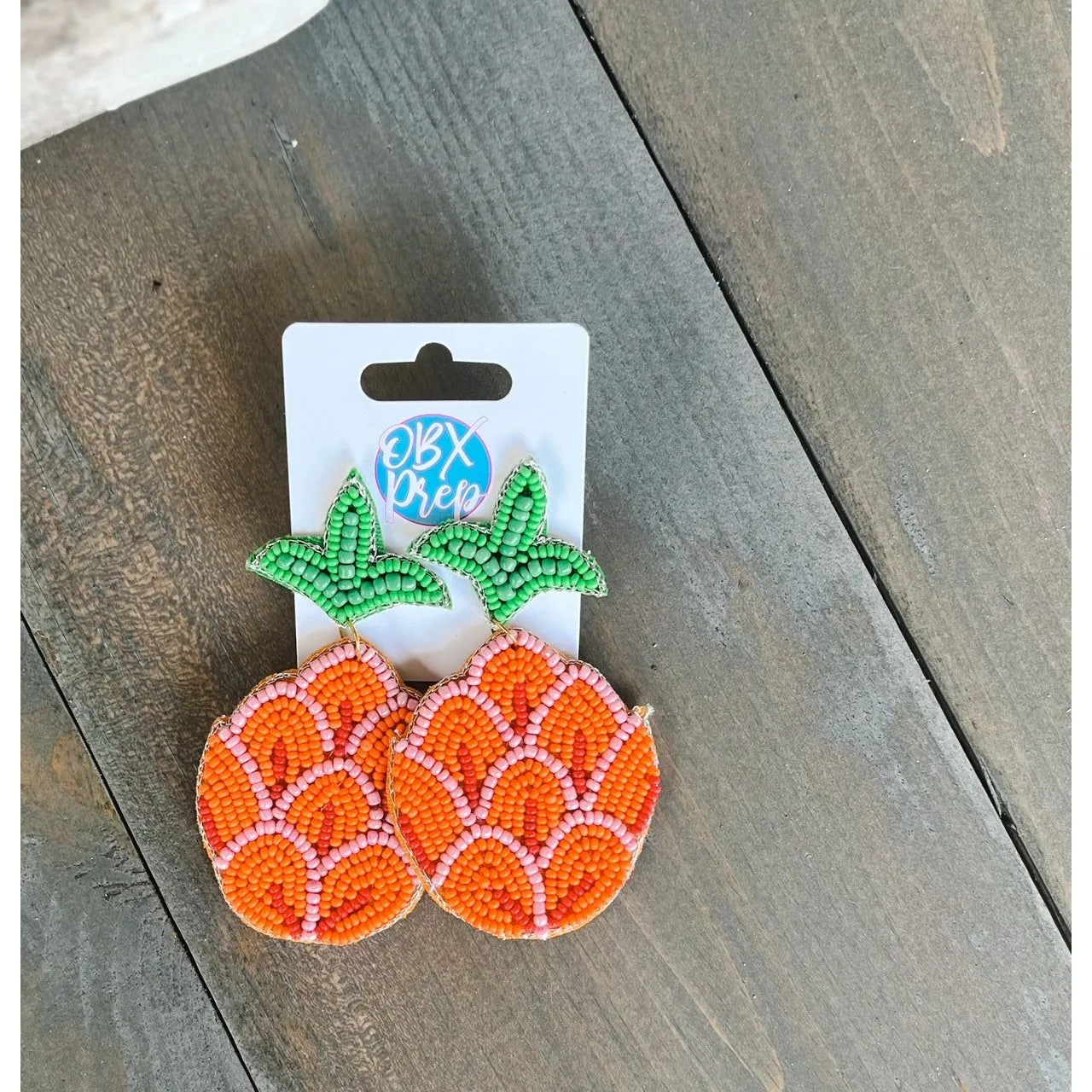 Preppy Pineapple Acorn Dangle Seed Beaded Earrings