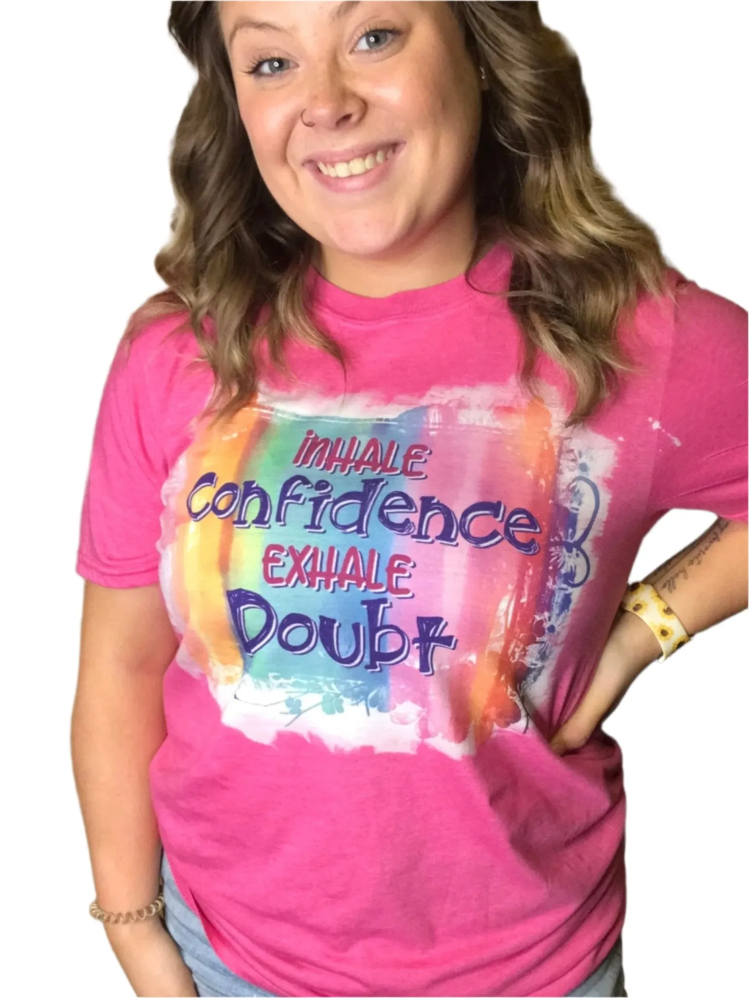 "Inhale Confidence Exhale Doubt" Pink T-Shirt