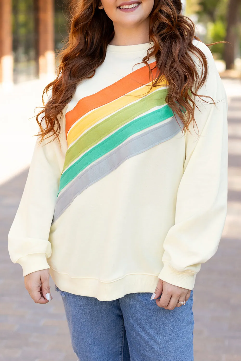 Rainbow Crew Neck Plus Size Sweatshirt