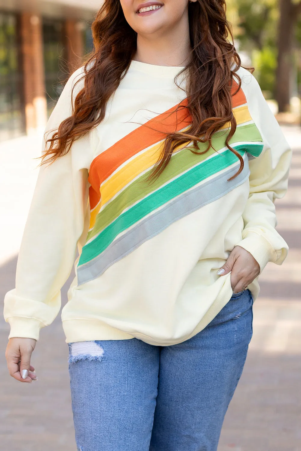 Rainbow Crew Neck Plus Size Sweatshirt