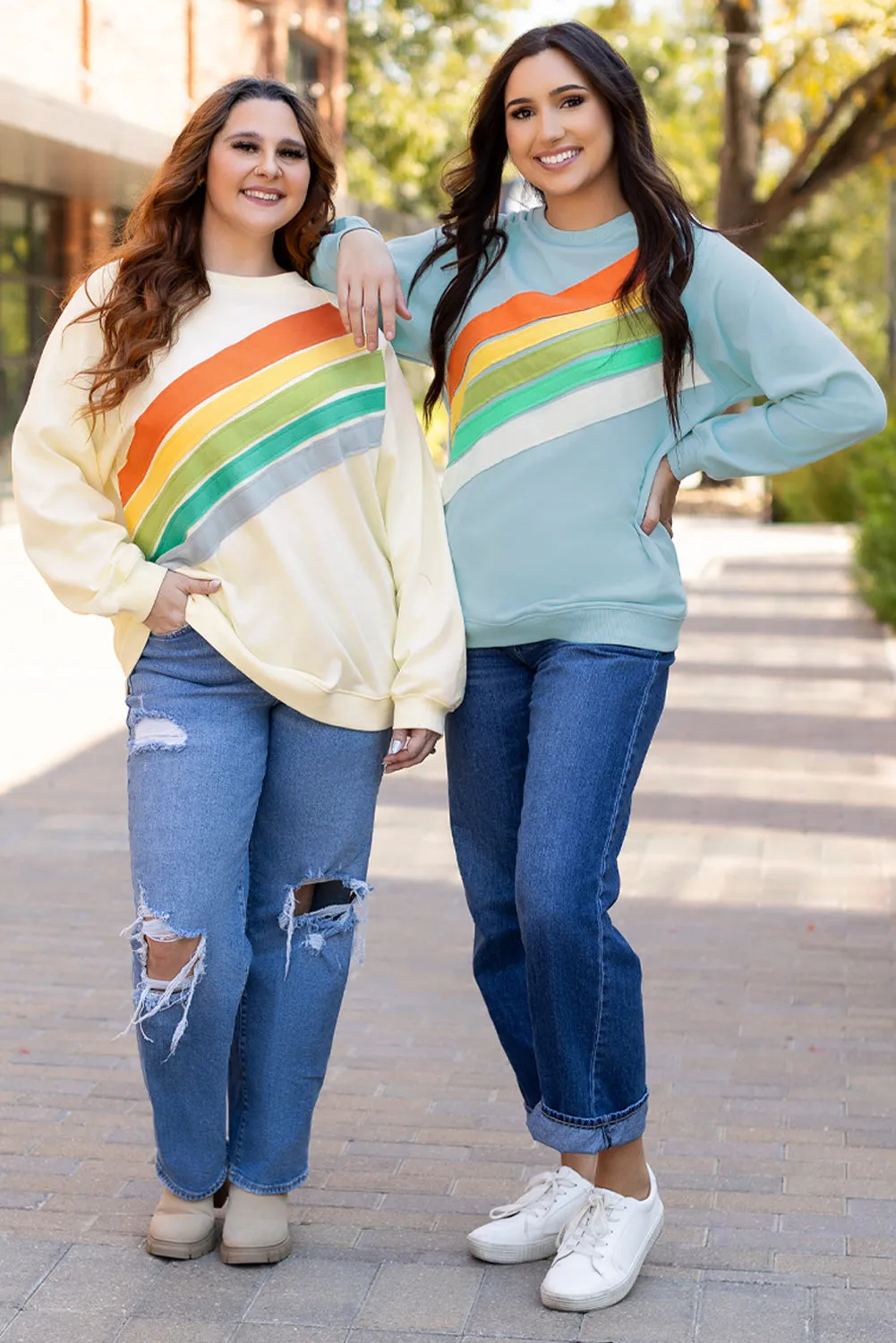 Rainbow Crew Neck Plus Size Sweatshirt