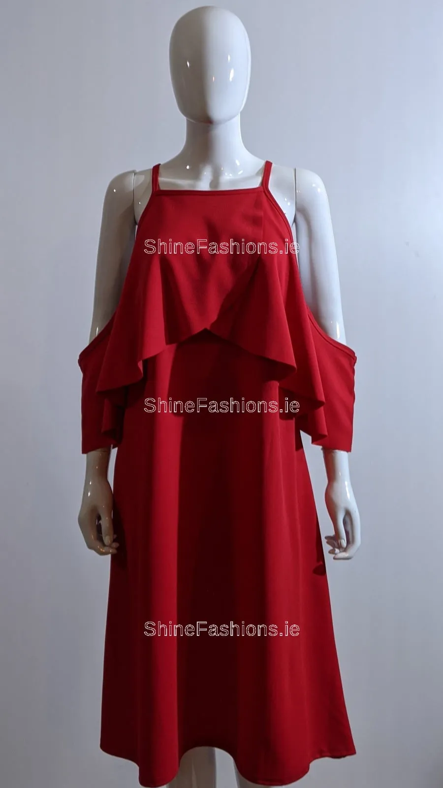 Red Shoulder Cut Layered Sleeve