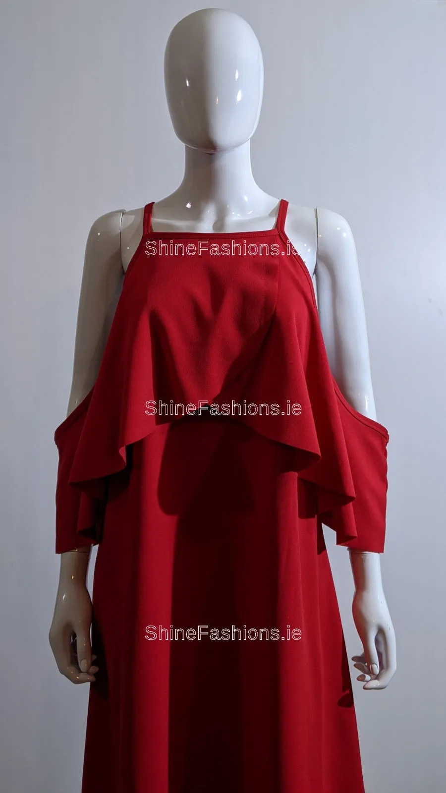 Red Shoulder Cut Layered Sleeve