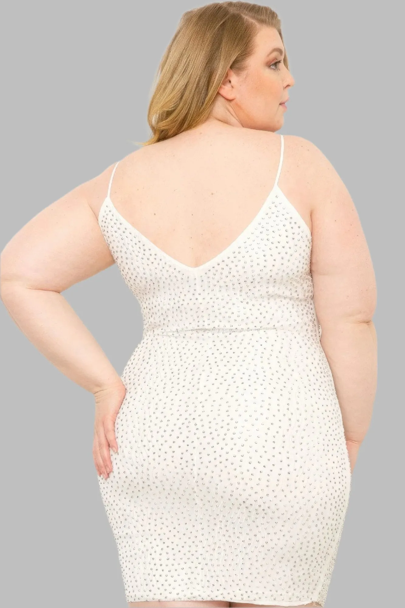 Rhinestone Body Plus Size Mini Dress