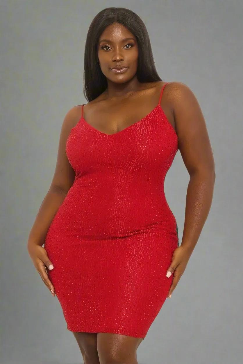 Rhinestone Body Plus Size Mini Dress