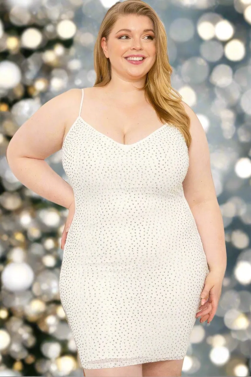 Rhinestone Body Plus Size Mini Dress