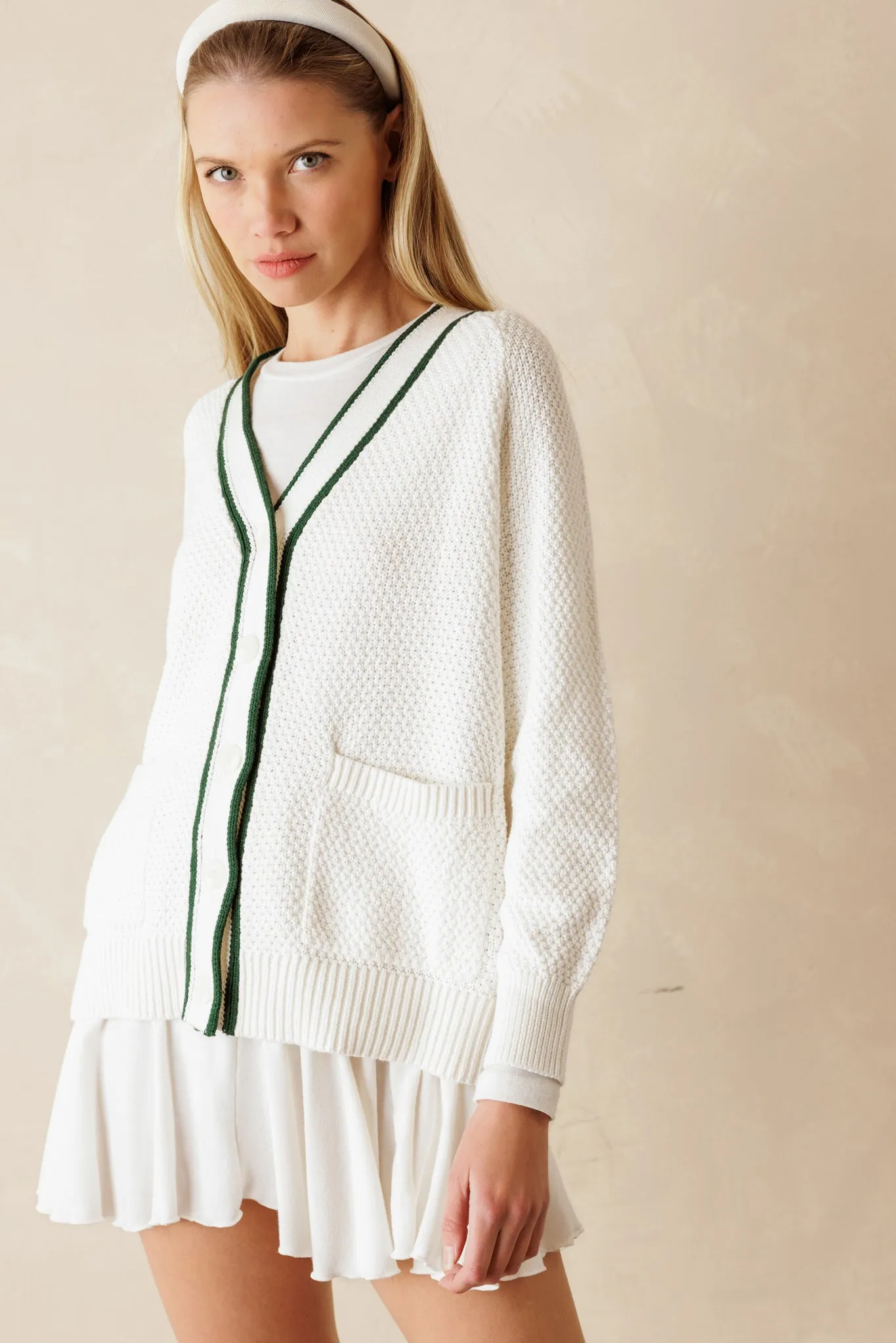 Rio Preppy Cotton Textured Cardigan