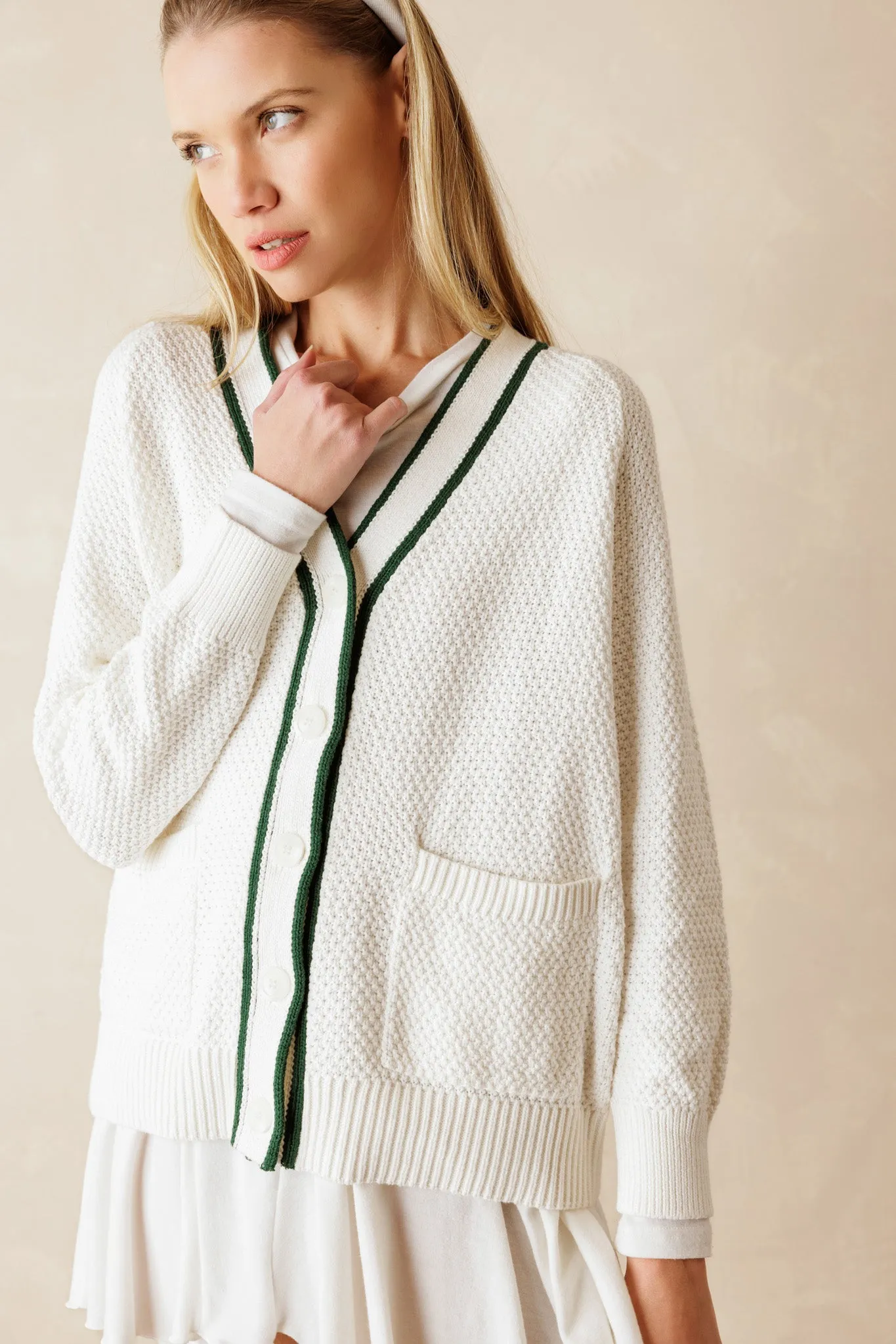 Rio Preppy Cotton Textured Cardigan