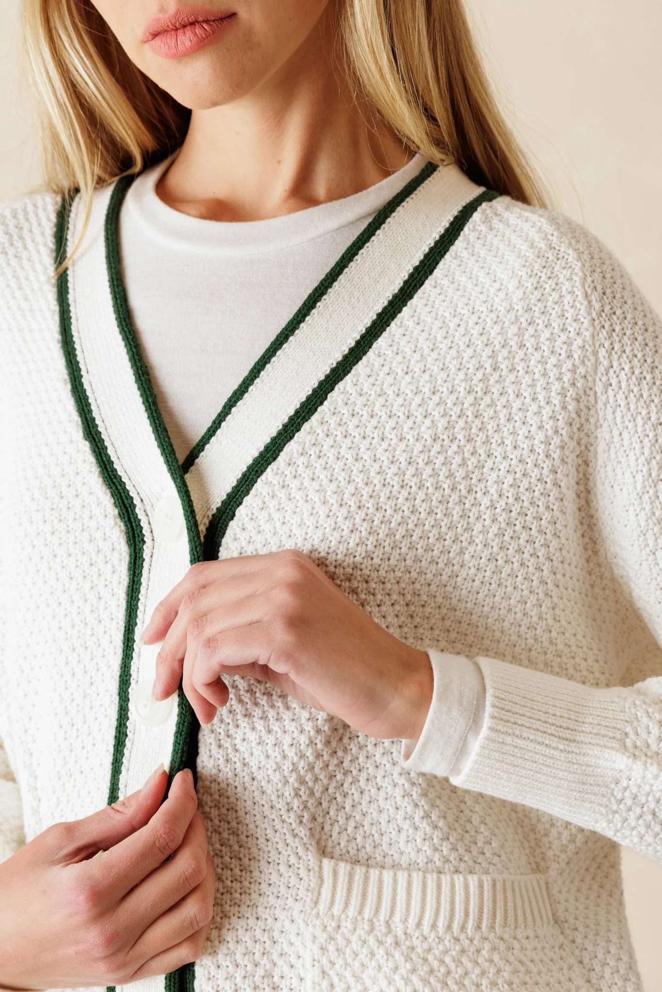 Rio Preppy Cotton Textured Cardigan