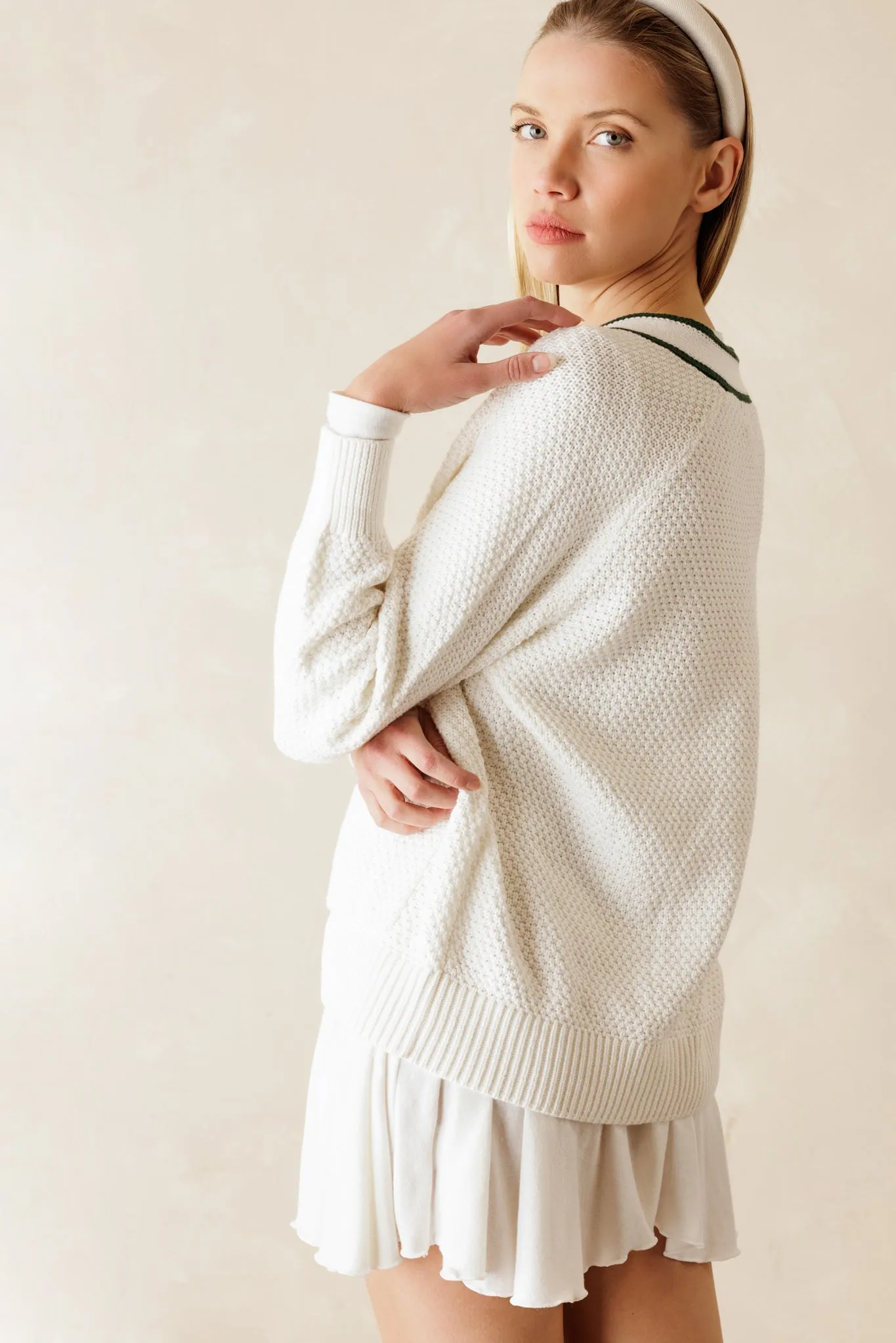 Rio Preppy Cotton Textured Cardigan