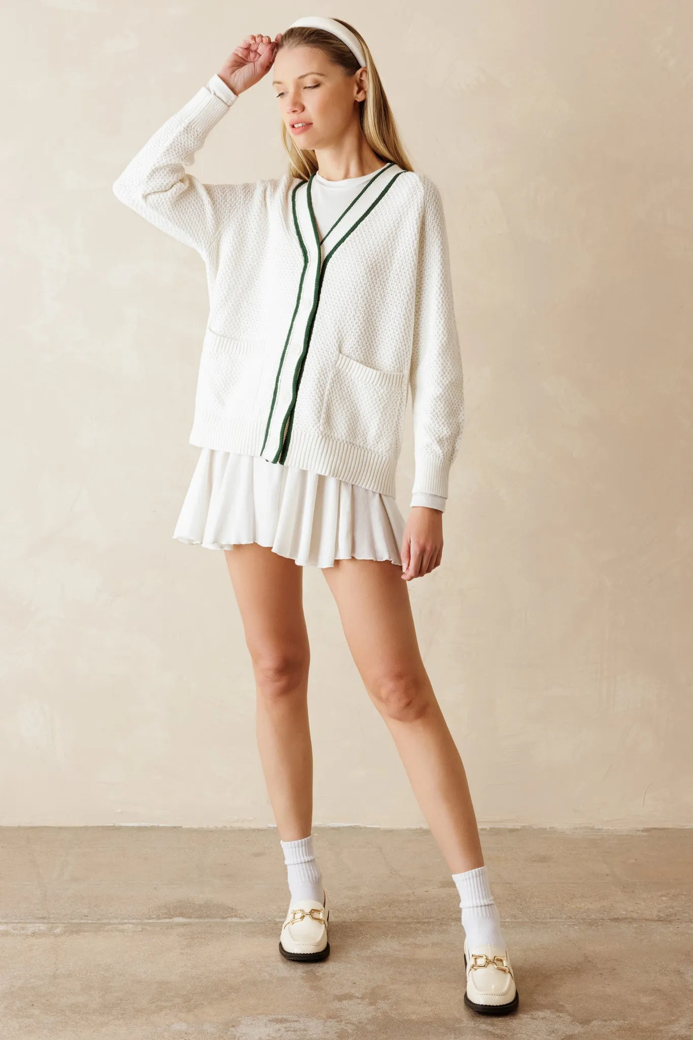 Rio Preppy Cotton Textured Cardigan