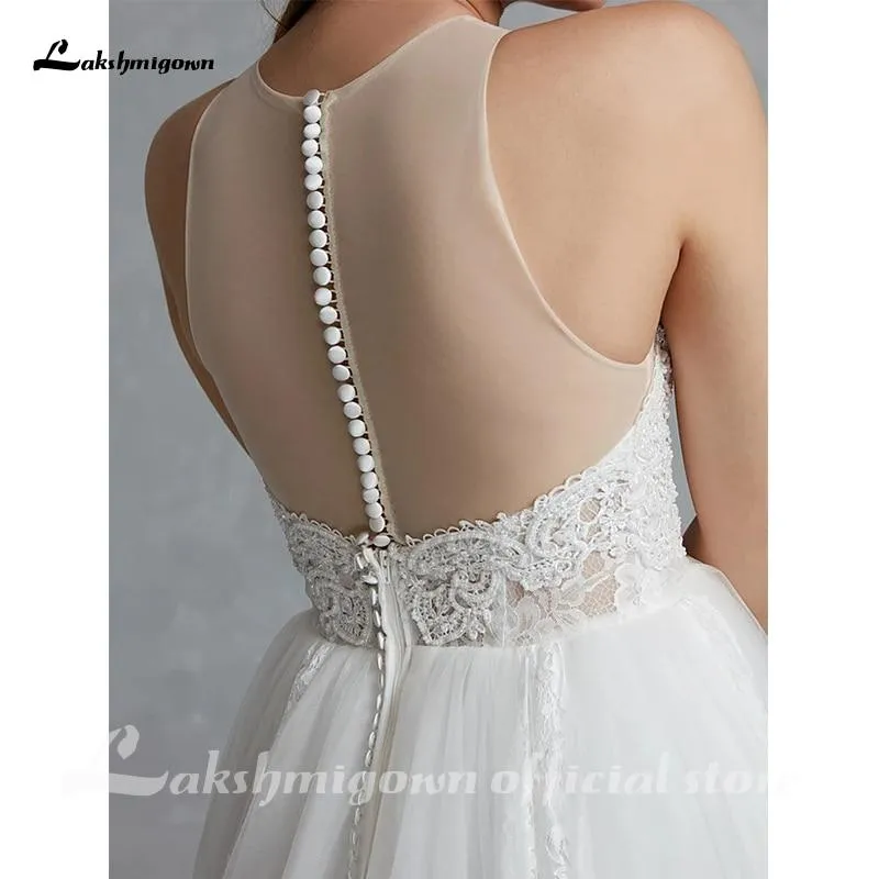 Roycebridal Glamorous Regular Straps Wedding Dresses Jewel Neck Court Train