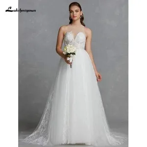 Roycebridal Glamorous Regular Straps Wedding Dresses Jewel Neck Court Train