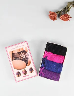 Sexy High Waist Lace Strappy Panty 4in1 Box