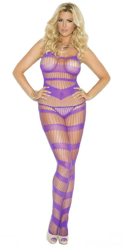 Sexy Plus Size Dope Purple Strappy Fishnet Bodystocking