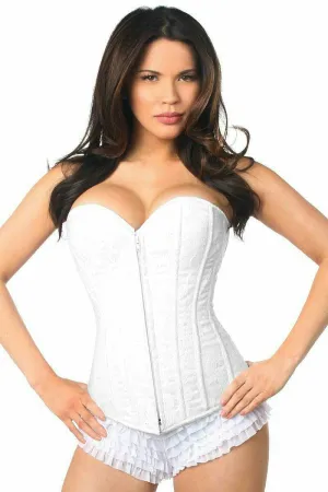 Sexy White Lace Overbust Corset with Zipper