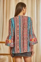 SJ Multi Color Striped Top with Embroidery