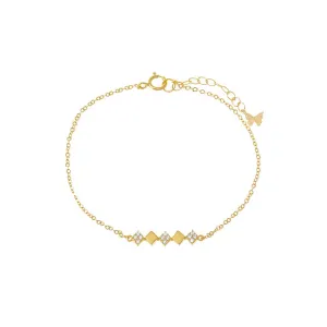 Solid/Pave Diamond Shape Bar Bracelet