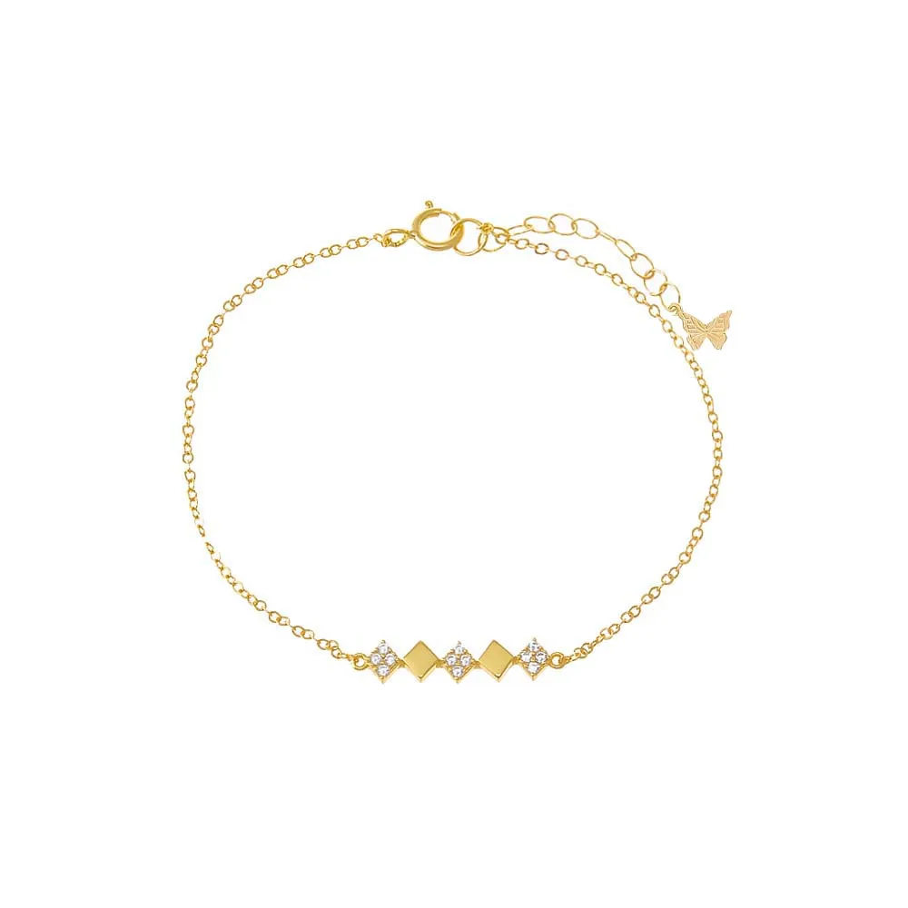 Solid/Pave Diamond Shape Bar Bracelet